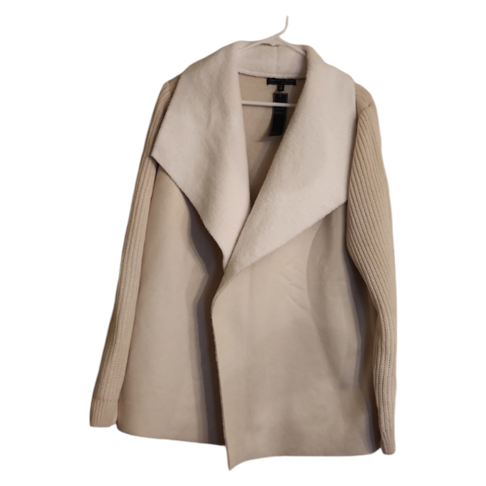 NWT Sienna & Sage Faux Shearling Drape Cardigan with Ribbed Sleeves Size 2X